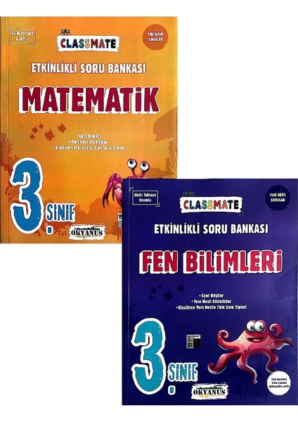 Okyanus Yayınları 3. Sınıf Matematik, Fen Bilimleri Etkinlikli Soru Bankası Seti