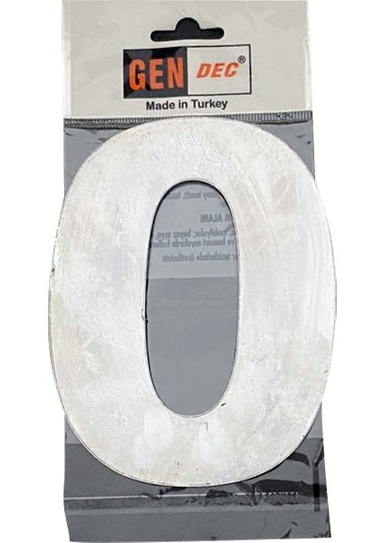Kapı Numarası 14.5 cm No:0 Kendinden Yapışkanlı Parlak Krom Paslanmaz Metal Numara