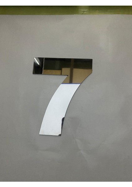 Kapı Numarası 14.5 cm No:7 Kendinden Yapışkanlı Parlak Krom Paslanmaz Metal Numara