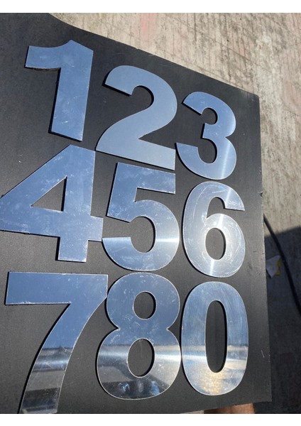 Kapı Numarası 14.5 cm No:7 Kendinden Yapışkanlı Parlak Krom Paslanmaz Metal Numara