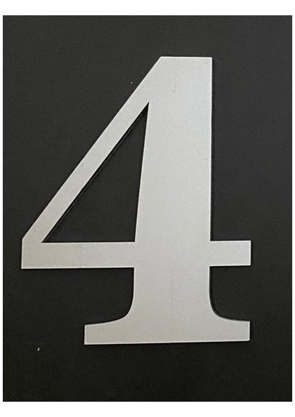 Kapı Numarası 13 cm No:4 Metalik Gri Kendinden Yapışkanlı Numara