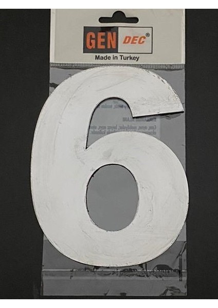 Kapı Numarası 14.5 cm No:6 Kendinden Yapışkanlı Parlak Krom Paslanmaz Metal Numara