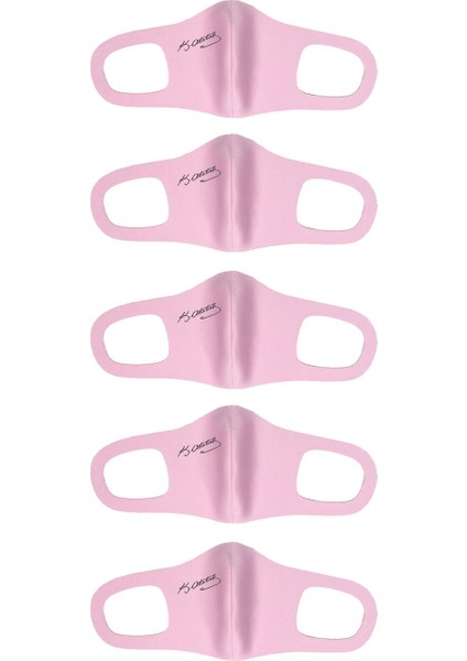 5 Adet Pembe Imzali Yıkanabilir Bez Maske