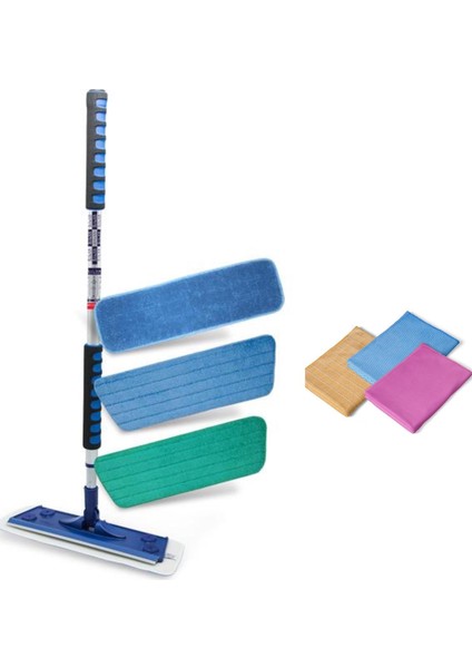 Silva Mikrofiber Mop 3 Lü Set + 3 Lü Süper Temizlik Bezi