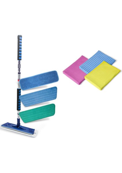 Silva Mikrofiber Mop 3 Lü Set + Klasik 3 Lü Temizlik Bezi