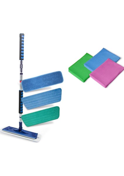 Silva Mikrofiber Mop 3 Lü Set + Üçlü Cam Bezi