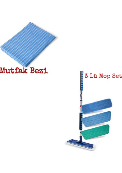 Silva Mikrofiber Mop 3 Lü Set + Silva Mutfak Bezi