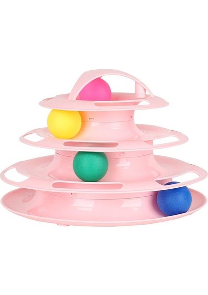 Miapet Tower Of Tracks 4 Katlı Yuvarlak Kedi Oyuncağı 24 x 13 cm Pembe