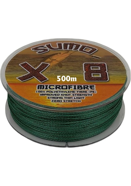 Sumo X8 İp Misina 500 mt Polietilen Micro Fiber İp Misina Yeşil