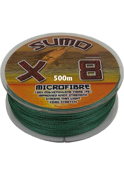 Sumo X8 İp Misina 500 mt Polietilen Micro Fiber İp Misina Yeşil