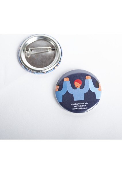 Pin Rozet ÇYDD El Ele 44 mm Desen-1 10'lu