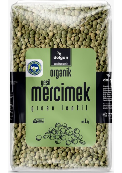 Organik Yeşil Mercimek 1 Kg