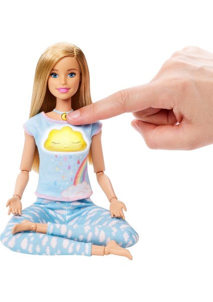 Wellness - Barbie Nefes Egzersizi Bebeği, Sarışın Bebek, 5 Işıklı ve Rehberli Meditasyon Egzersizi, Köpek Dahil GNK01