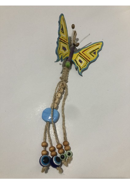 Deniz Kabuğu Süslemeli Ahşap Kelebek El Yapımı Nazarlık Duvar Süsü 10x25CM - DVS23 fiyatları