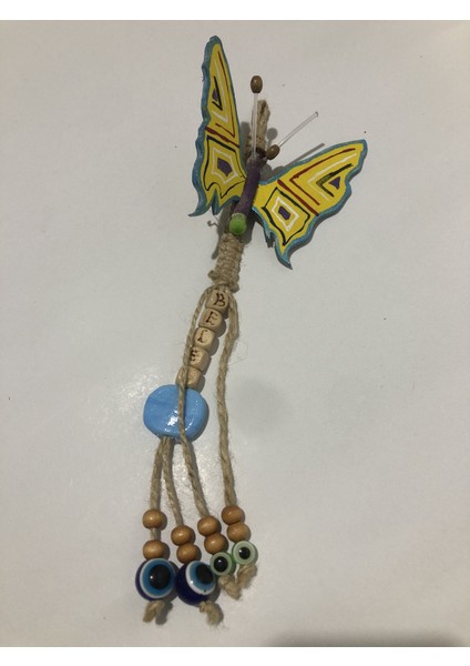 Deniz Kabuğu Süslemeli Ahşap Kelebek El Yapımı Nazarlık Duvar Süsü 10x25CM - DVS23 modelleri