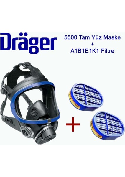 Drager X-Plore 5500 Tam Yüz Gaz Maskesi A1B1E1K1 Filtre 6738816