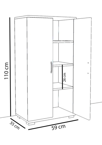 110 cm 2 Kapaklı Çok Amaçlı Mutfak Dolabı - Beyaz modelleri