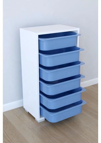 6 Sepetli Oyuncak Dolabı Çok Amaçlı Dolap - Mavi fiyatları
