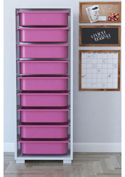 9 Sepetli Oyuncak Dolabı Çok Amaçlı Dolap - Pembe modelleri