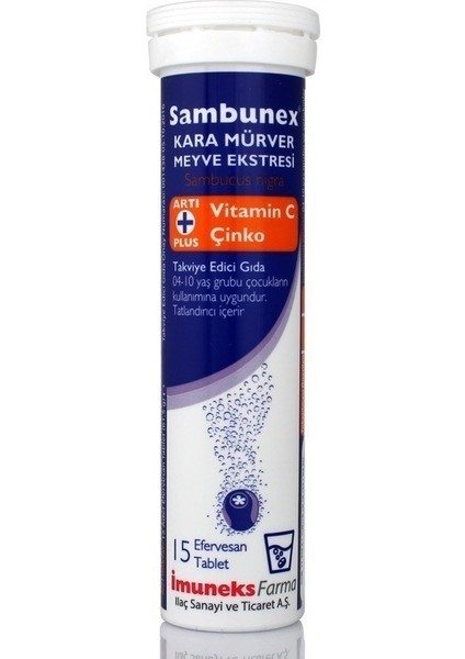 İmuneks Sambuneks Kara Mürver Vitamin C+ Çinko Efervesan Tablet 20 Tablet