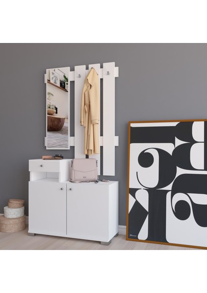 Orkide Vestiyer Portmanto Takımı - Beyaz fiyatları