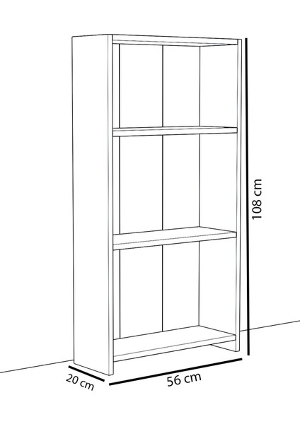 3 Raflı Kitaplık - Beyaz
