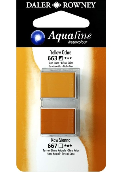 Daler Rowney Aquafine Tablet Sulu Boya 2'li Blister Yellow Ochre - Raw Sienna