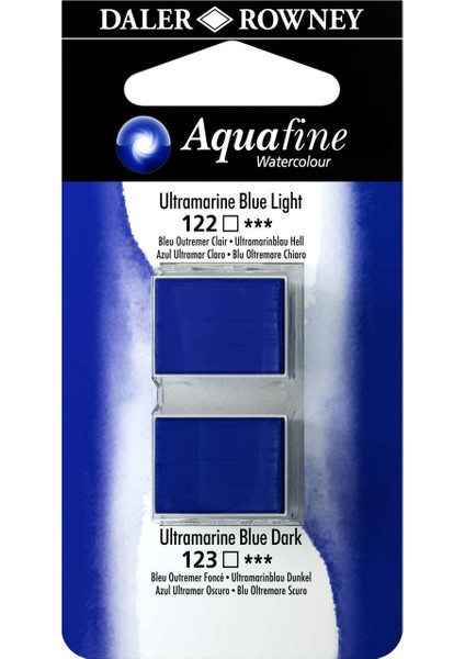 Aquafine Tablet Sulu Boya 2'li Blister Ultramarine Blue Light - Ultramarine Blue Dark
