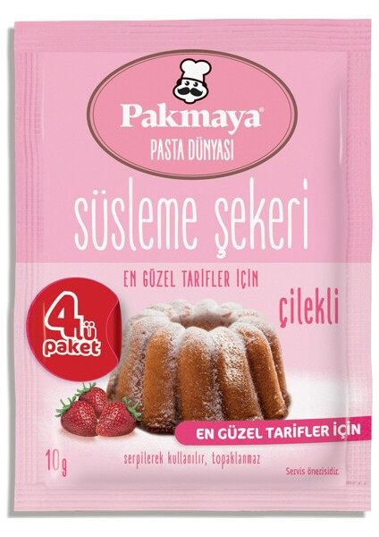 Çilekli kli Dekor Şekeri 4x10 g