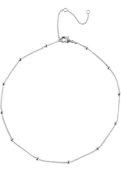 Kadın Silver Ball Zincir Kolye Gümüş Renk