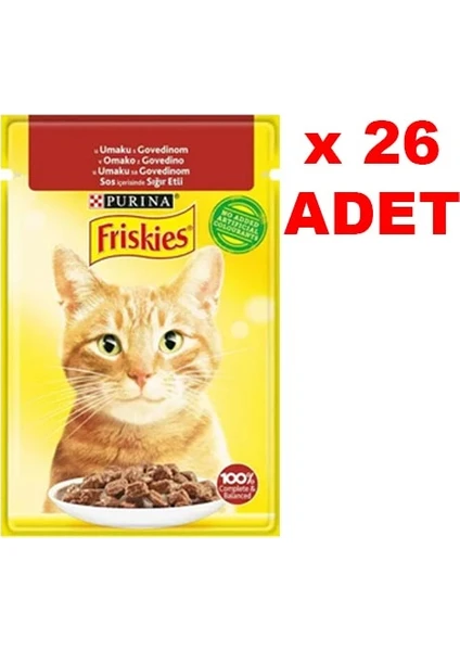 Friskies 85 gr Sığır Etli Kedi Yaş Mama 26 Adet