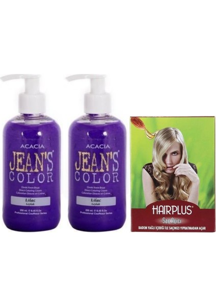Acacia Jeans Color Saç Boyası Leylak 250ml 2AD ve Hairplus Saç Açıcı