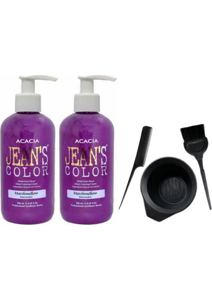 Acacia Jeans Color Saç Boyası Marşmelov 250ml 2AD ve Saç Boya Kabı Seti