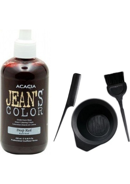Acacia Jeans Color Saç Boyası Koyu Kızıl 250ml ve Saç Boya Kabı Seti