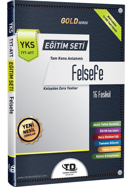 Tandem Akademi Gold Serisi Felsefe YKS TYT-AYT 16 Fasikül Eğitim Seti