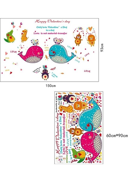 Bebek ve Çocuk Odası Sevimli Aşık Hayvanlar Duvar Sticker