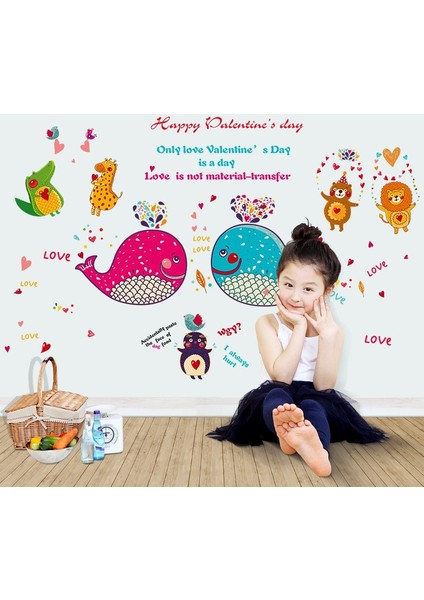 Bebek ve Çocuk Odası Sevimli Aşık Hayvanlar Duvar Sticker