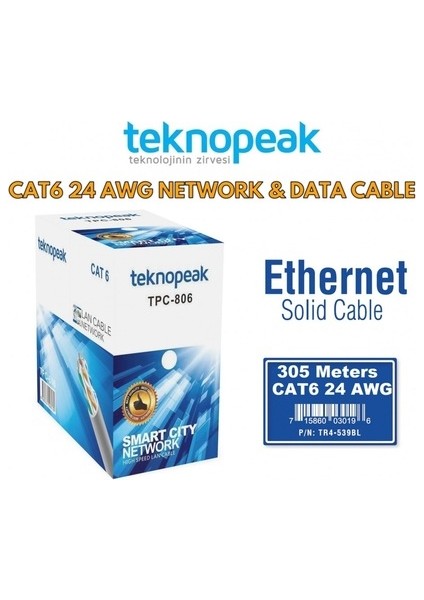 TPC-806 305M Gri Cat6 Kablo fiyatları