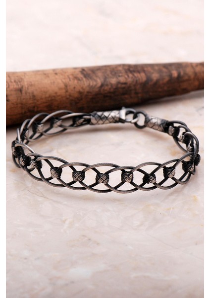 Kazaziye Işlemeli Elişi Gümüş Bileklik 3426