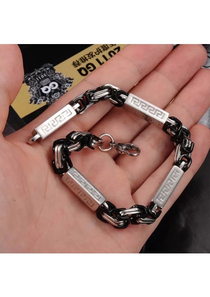 6 mm Kral ve Greek Desen Çelik Erkek Bileklik fiyatları