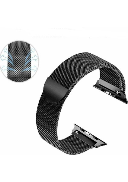 Apple Watch Uyumlu Milano Loop Çelik Kordon 40 mm Kayış Seri 6 Siyah