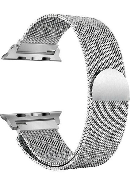 Apple Watch Uyumlu Milano Loop Çelik Kordon 40 mm Kayış Seri 4-5 Gümüş