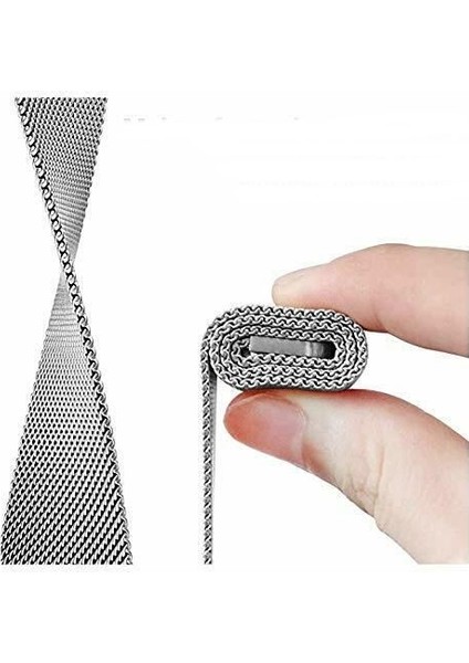Apple Watch Uyumlu Milano Loop Çelik Kordon 40 mm Kayış Seri 4-5 Gümüş