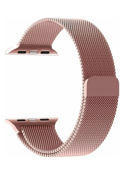 Apple Watch Uyumlu Milano Loop Çelik Kordon 38 mm Kayış Seri 1-2-3 Rose Gold