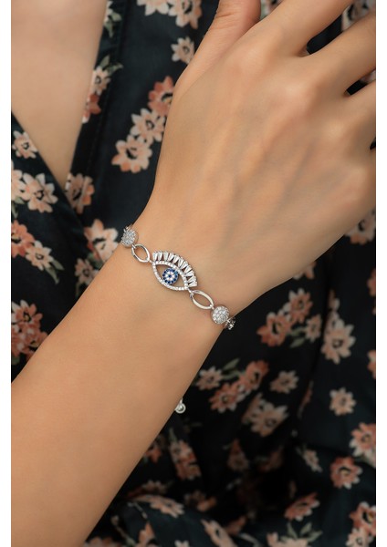 925 Ayar Gümüş Asansörlü Nazar Göz Kadın Bileklik fiyatları