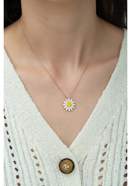 925 Ayar Gümüş Papatya Kadın Kolye