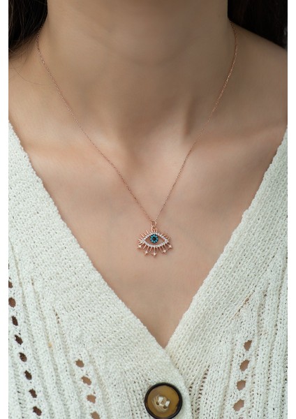 925 Ayar Gümüş Göz Kadın Kolye