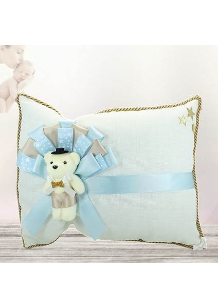 Takı Yastığı, Keten Kumaş Mavi & Altın