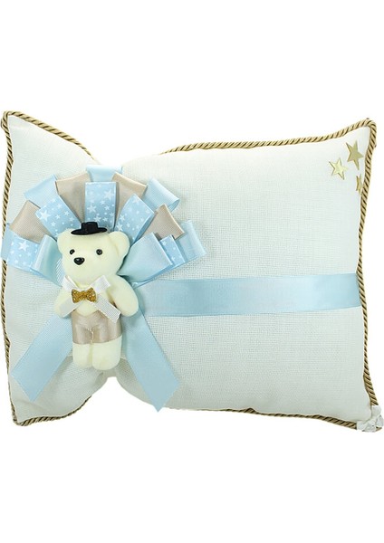 Takı Yastığı, Keten Kumaş Mavi & Altın fırsatları