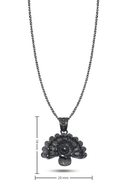 Yelpaze Model Oksitli Telkari Gümüş Kolye fiyatları